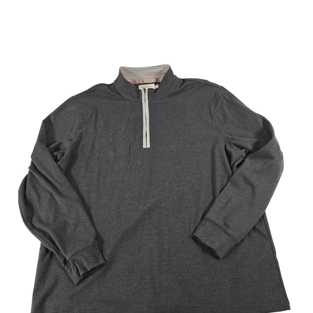 The Normal Brand Mens XXL Charcoal Gray Quarter Zip Pullover Sweater Bear Logo